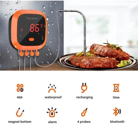 Thermometre Barbecue Bluetooth Inkbird IBT-4XC étanche Avec 4 Sondes 2 Thermometre Barbecue Bluetooth Inkbird IBT-4XC étanche Avec 4 Sondes – Image 2